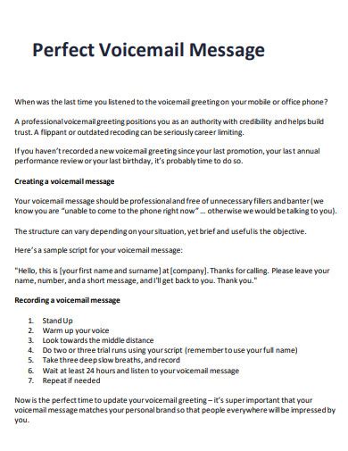 Voicemail Greeting - 30+ Examples, Format, How to Set, PDF