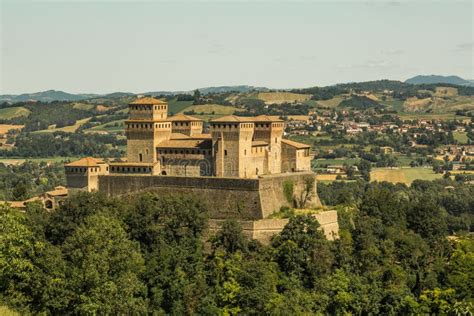 Torrechiara Castle stock photo. Image of countryside - 121594440