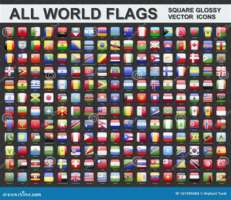 All World Flags - Vector Set of Square Icons. Stock Vector - Illustration of international ...