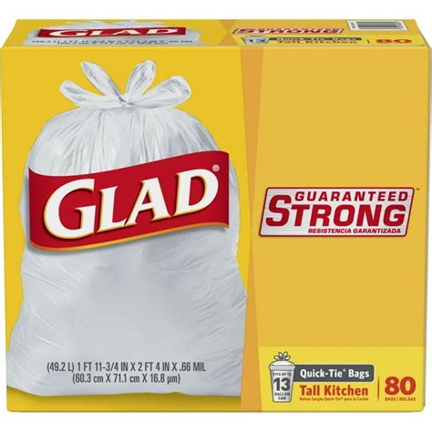 Glad Tall Kitchen Quick-Tie Trash Bags - 13 gal White Trash Bag - 80 ct - Walmart.com - Walmart.com