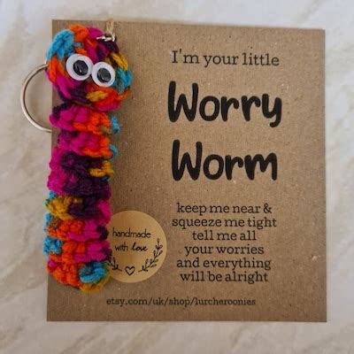 Worry Worm Pet Crochet Handmade Rainbow Mental Health Autism Fidget ...