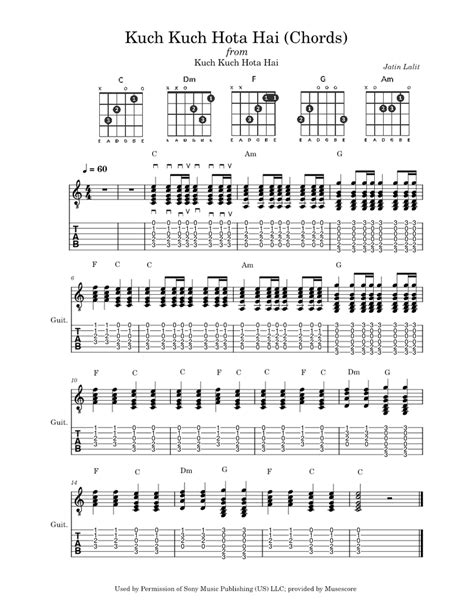 Kuch Kuch Hota Hai (Chords) Sheet music for Guitar (Solo) | Musescore.com