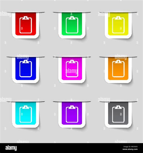 File annex icon. Paper clip symbol. Attach sign. Set of coloured ...