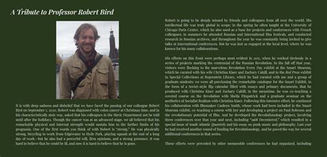 In Memoriam: Professor Robert Bird | Slavic Languages & Literatures