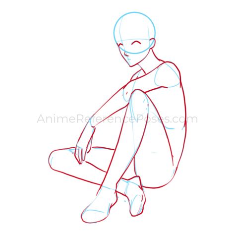 Anime Boy Sitting Side View