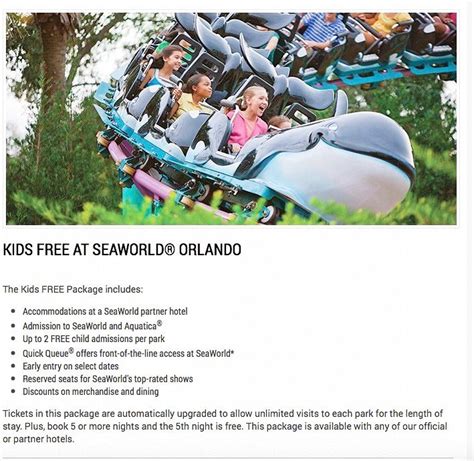 Discounted Packages available to Seaworld, including 2 free admissions ...