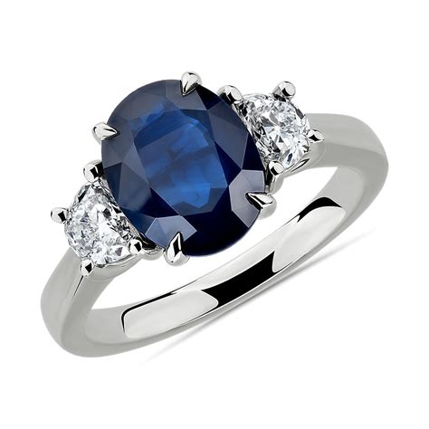 Oval Sapphire and Diamond Ring in Platinum (10x8mm) | Blue Nile