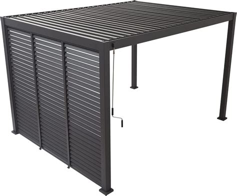 Mirador Aluminum Louvered Wall Pergola Accessories Sun Shade Three Panels 10' Privacy Divider ...