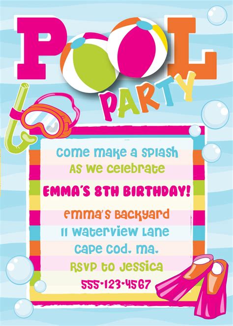 Pool Party Birthday Invitation Girl by AnchorBlueDesign on Etsy