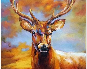 Deer Oil Painting | Etsy