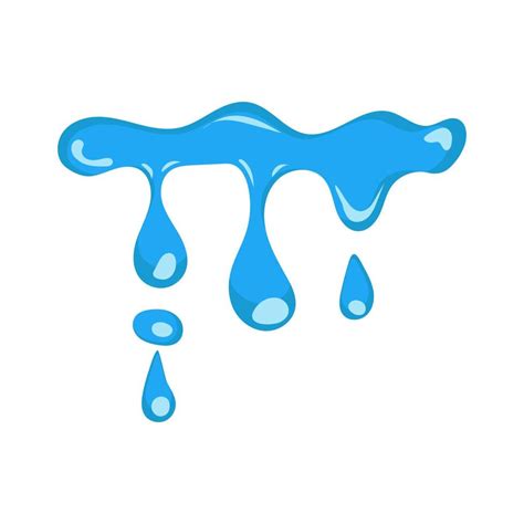 Cartoon blue dripping water drop and liquid icon. Shape water is splashing, flowing and water ...