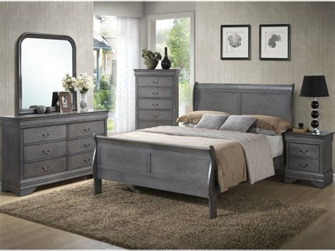 Country Chic Solid Wood Sleigh Bedroom - DARK GRAY - by Lifestyle ...