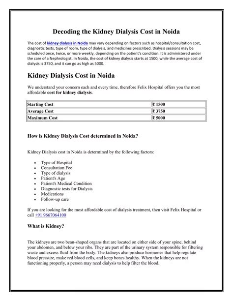 PPT - Decoding the Kidney Dialysis Cost in Noida PowerPoint Presentation - ID:13005995