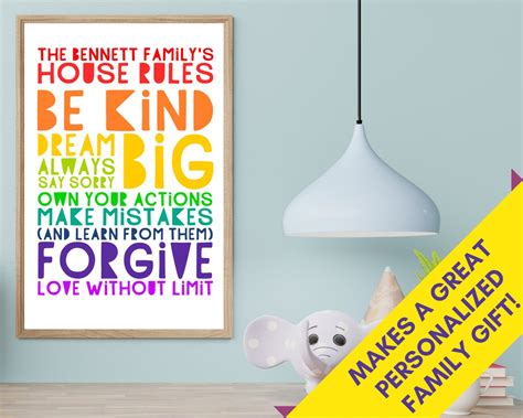 PRINTABLE House Rules Poster Personalized Family Gift Custom - Etsy