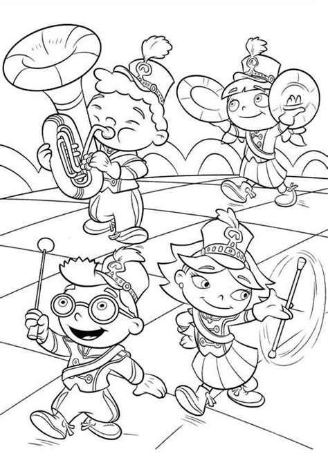 Little Einstein Marching Band Coloring Page : Coloring Sky | Páginas para colorear disney, Mini ...