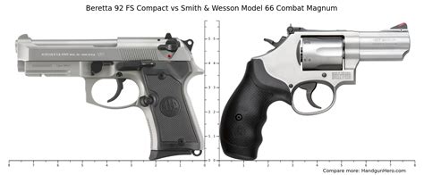 Beretta 92 FS Compact vs Smith & Wesson Model 66 Combat Magnum size ...