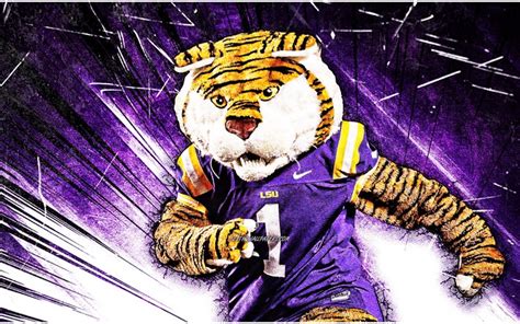 Download wallpapers 4k, Mike the Tiger, grunge art, mascot, LSU Tigers ...