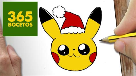 COMO DIBUJAR UN PIKACHU PARA NAVIDAD PASO A PASO: Dibujos kawaii ...