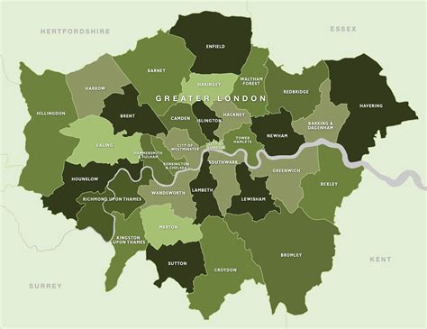 Map of London boroughs - royalty free editable vector map - Maproom