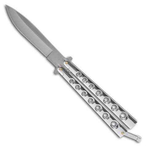 Silver Butterfly Knife - Classic Chrome Balisong - Professional Vented Batangas Blade | KOMBATIV