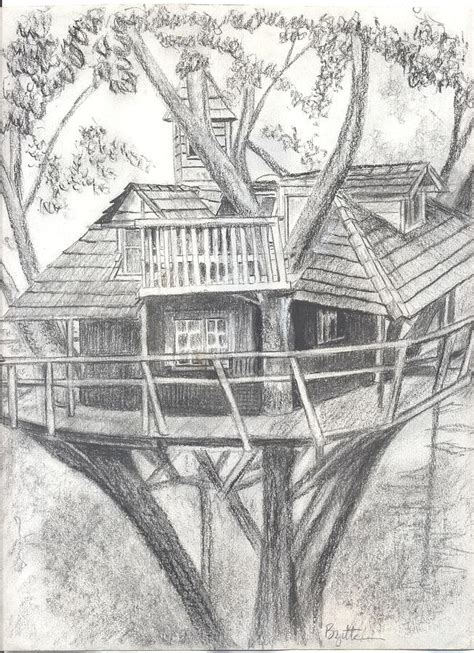 Tree House Drawing by Bridgitte McBride-Flores - Pixels