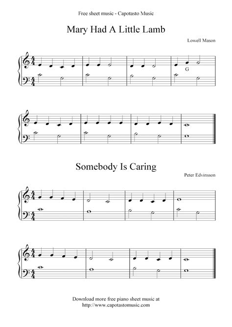 Easy Sheet Music For Beginners: Free basic piano sheet music, Mary Had A Little Lamb