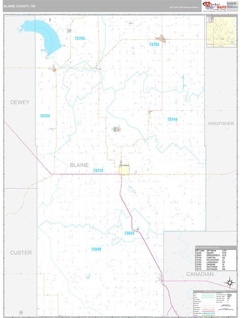 Blaine County, OK Wall Map Premium Style by MarketMAPS - MapSales