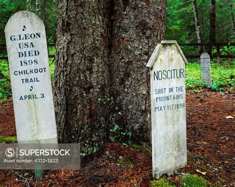 Grave marker for G. Leon, one of sixty avalanche victims killed April 3, 1898 on the Chilkoot ...