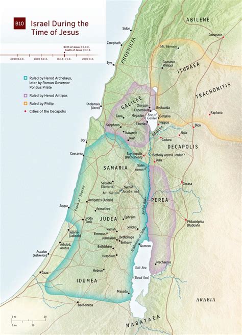 Map of Holy land in Jesus time - Map of the Holy land in the time of ...