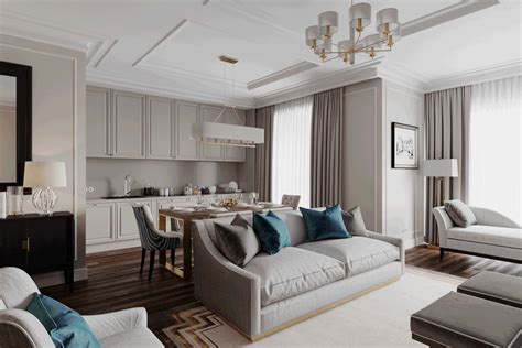 Apartment in classical style on Behance Elegant Living Room Decor ...