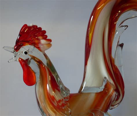 Vintage 1970â€™s Murano Art Glass Large Rooster Figurine For Sale ...