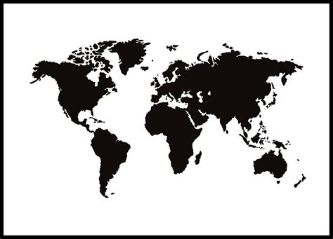 World map poster black and white | Posters with maps