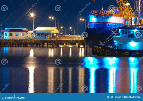 Cargo Sea Port for Containers at Night Editorial Stock Image - Image of ...