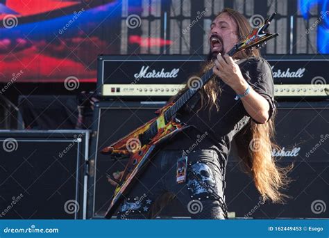 Heavy Metal Guitar Player in Action Editorial Stock Photo - Image of ...