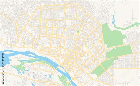 Printable street map of Niamey, Niger Stock Vector | Adobe Stock