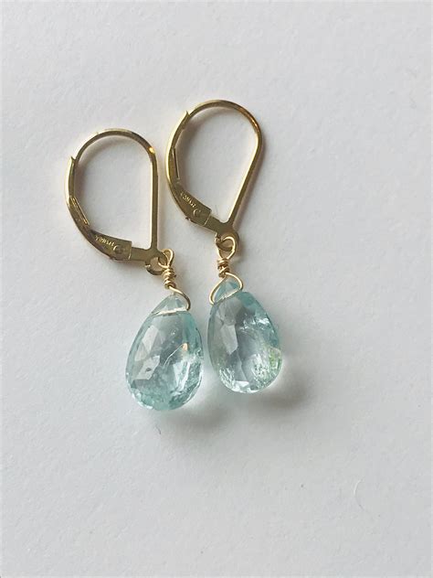 Aquamarine earrings Natural aquamarine earringsa Natural crystal March Birthstone Gemstone ...