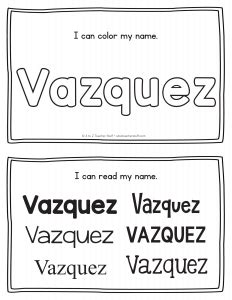 Vazquez – Name Printables for Handwriting Practice | A to Z Teacher ...