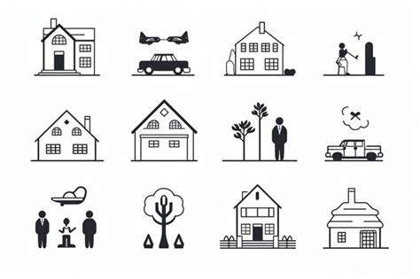 Premium AI Image | illustration of minimalist flat icons in black and white