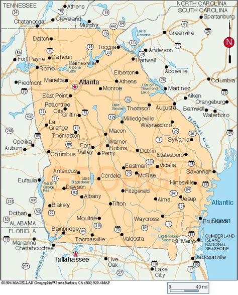 North Georgia Map With Cities | US States Map