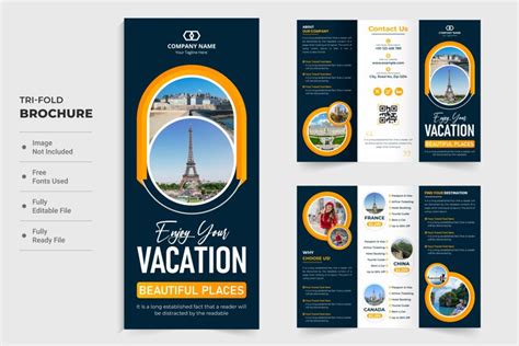 Tour and travel agency tri fold brochure