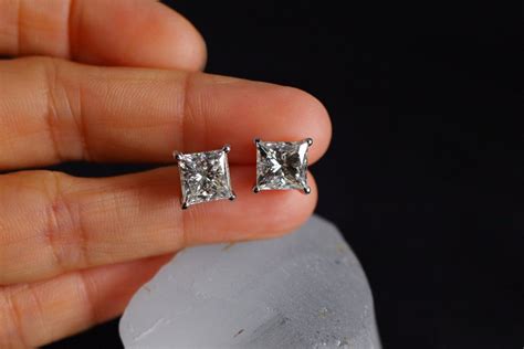 4.5ctw Princess Cut Diamond Earrings 18k | Gem Gardener