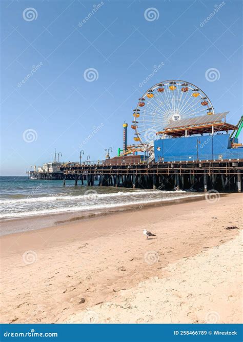 Vertical Shot of the Santa Monica Pier with the Ferris Wheel in the Summertime Editorial Stock ...