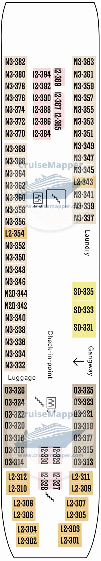 MS Nordlys deck 3 plan | CruiseMapper