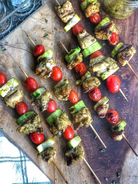 Grilled Pesto Chicken Skewers - Jillian's Healthful Eats