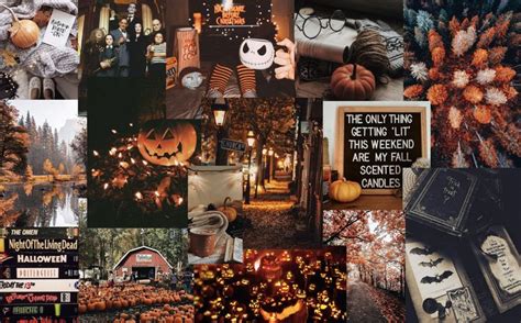 Halloween fall collage laptop wallpaper | Halloween desktop wallpaper ...