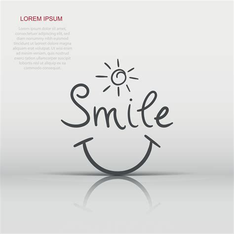 Smile text vector icon. Hand drawn illustration on isolated background ...