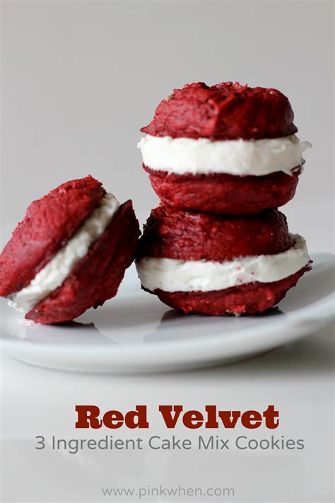 Red Velvet 3 Ingredient Cake Mix Cookies - PinkWhen