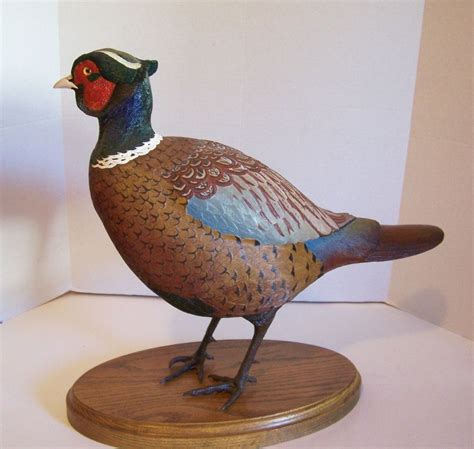 Ring Neck PHEASANT Figurine Decoy Signed Janet Runions Impressive Art Good Color | Ring necked ...