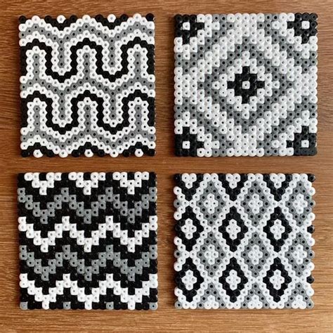 Set of four Hama bead coasters | Hama beads coasters, Hama beads ...