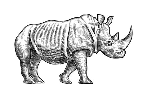 Illustration of a rhino in black and white 46585291 Vector Art at Vecteezy